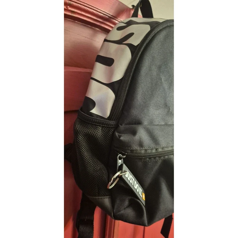 Nike Brasilia JDI Just Do It Kids Mini Backpack purse Black Silver Swoosh EUC